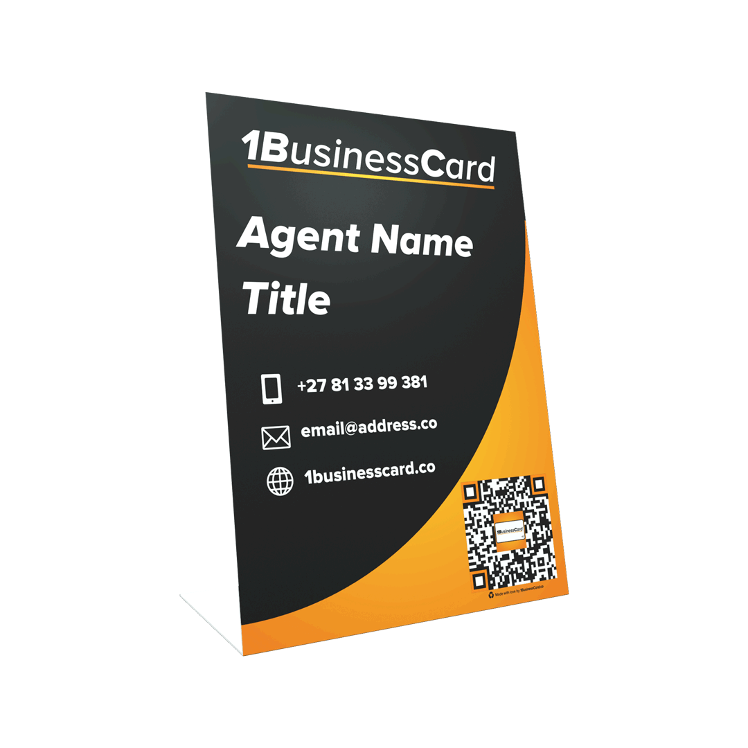 1BusinessCard-Table Top- Perspex Display Stand-Custom Branded